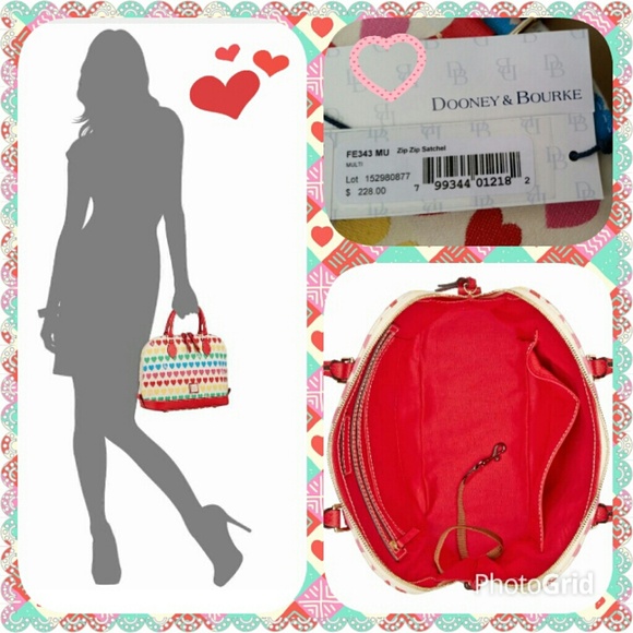✨NEW✨❤️💕💖Dooney & Bourke VALENTINE’S HEART Zip-Zip Satchel💖💕❤️ - Picture 3 of 3